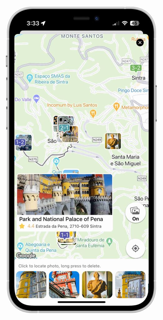 Planning a seamless trip to Sintra, including visits to Pena Palace and other attractions, using the Nowy travel app and its personalized itinerary feature